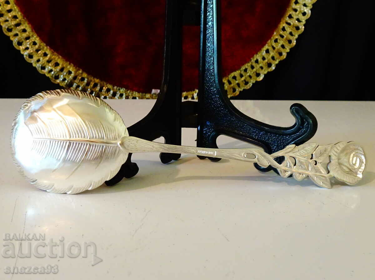 Αντίκο 100 επιχρυσωμένο κουτάλι, τριαντάφυλλο. - 6 Αντίκο 100 επιχρυσωμένο κουτάλι, τριαντάφυλλο. - 6