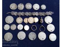 Renaissance jewelry filigree silver coins strung pendants.
