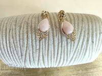 SILVER EARRINGS with pink Opal, gold plating