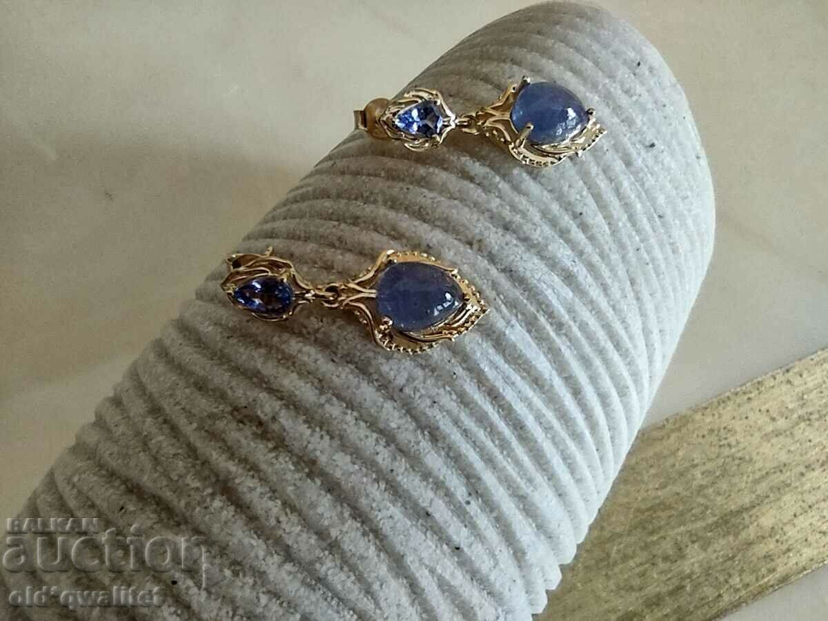 Auction  SILVER EARRINGS with Tanzanite, gold plating
