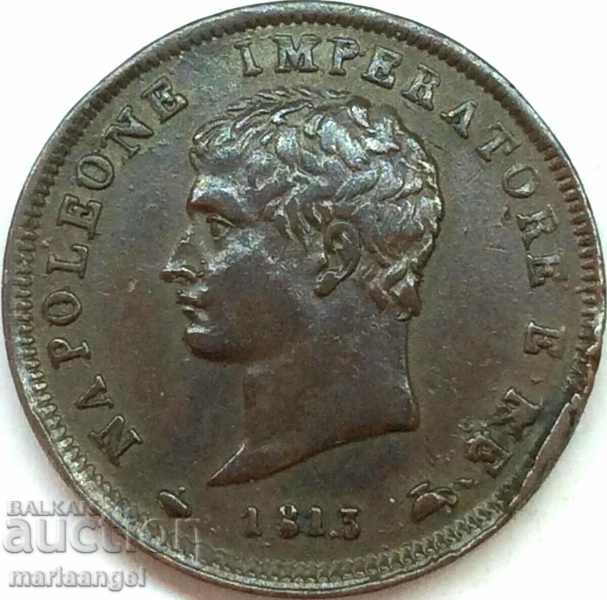 Наполеон 1 солдо 1813 Италия 10 г  М - Милан бронз