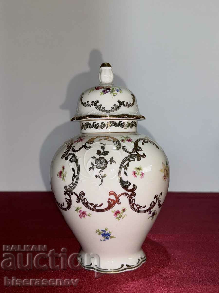 A beautiful porcelain vase with a lid