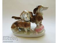 Old German porcelain figurine figure Dachshund dogs