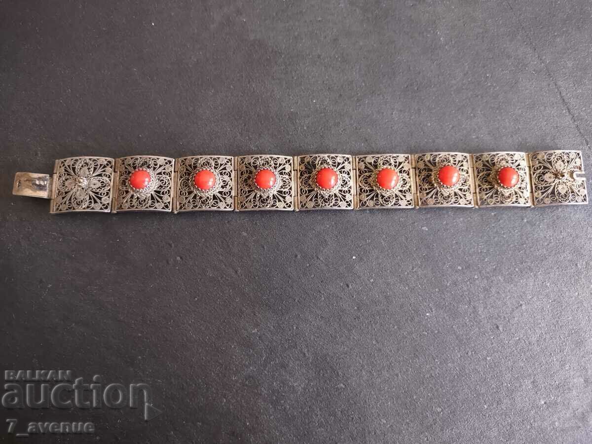 Silver Bracelet, silver with corals, + pendant 28.05.24 - 5 Silver Bracelet, silver with corals, + pendant 28.05.24 - 5