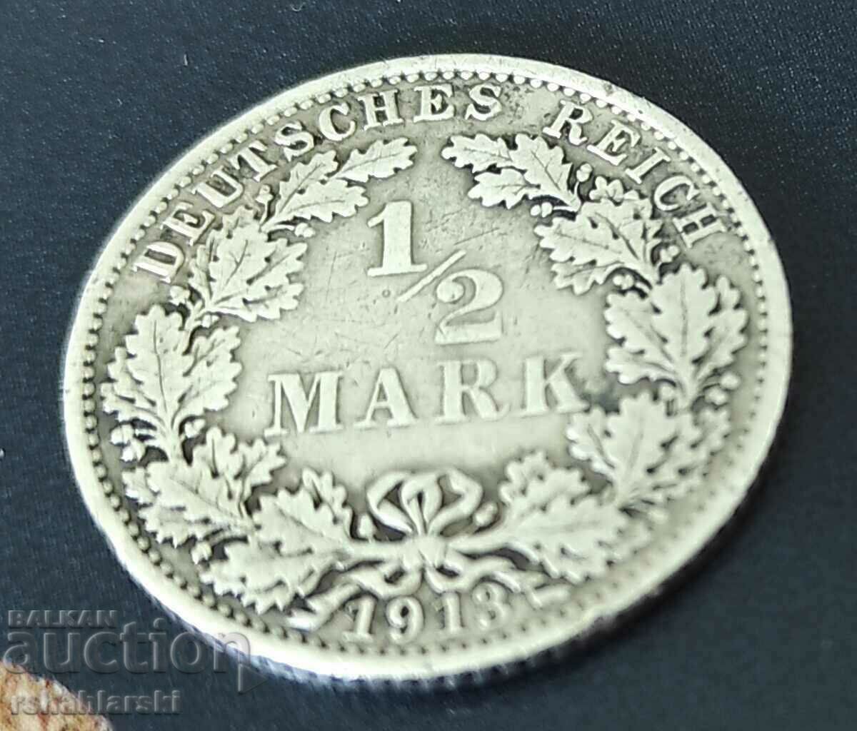 Germany ½ mark, 1913 Marked MD 'A' - Berlin