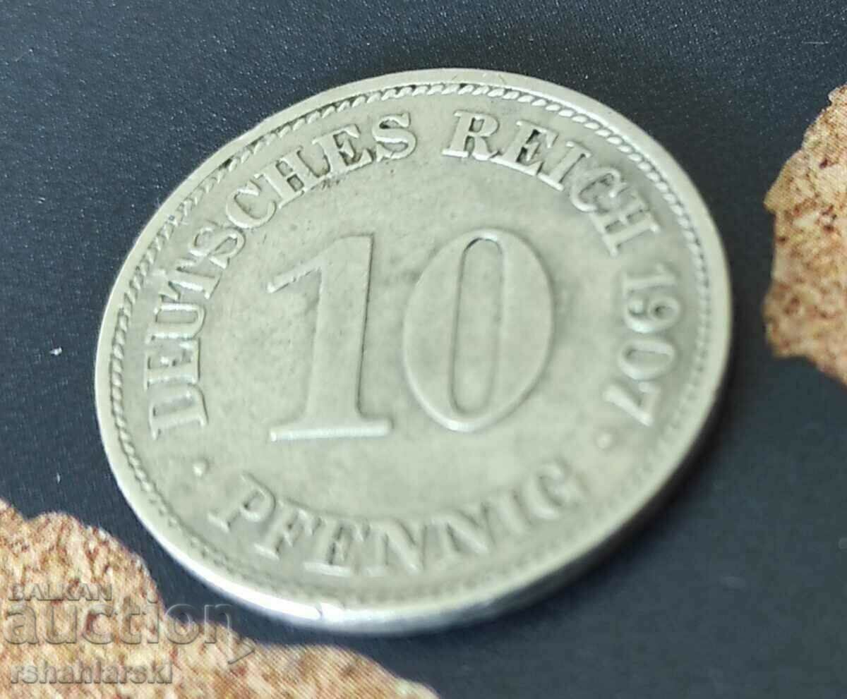 Германия 10 пфенига, 1907