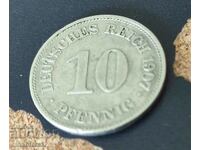 Γερμανία 10 Pfennig, 1907
