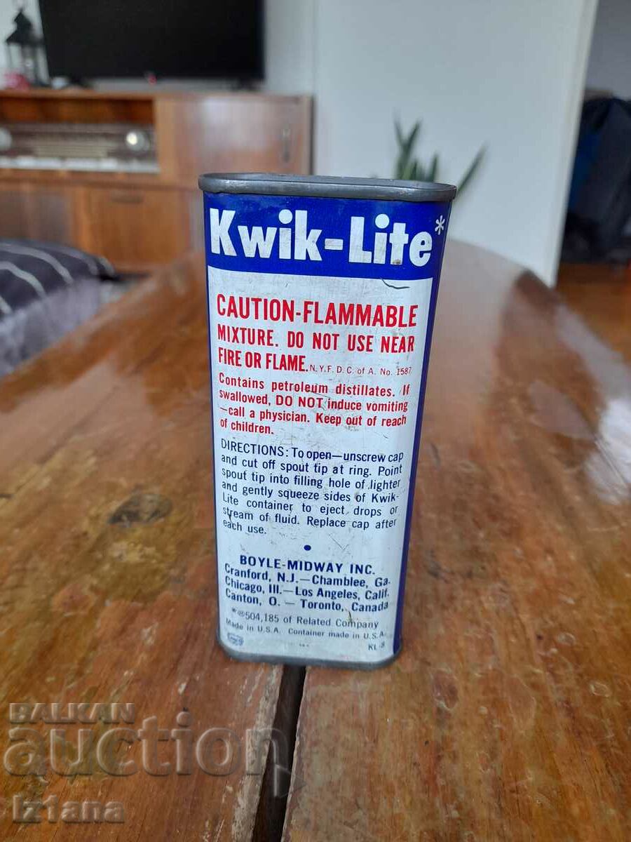 Auction An old gasoline can for Kwik Lite lighters Auction An old gasoline can for Kwik Lite lighters
