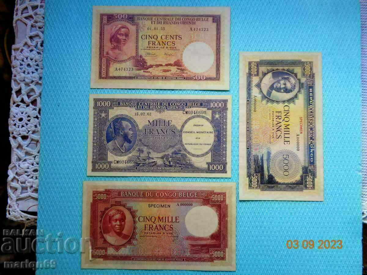 Congo very rare 1955-1962 - the banknotes are copies with price 48.00 BGN | € 24.54 Congo very rare 1955-1962 - the banknotes are copies with price 48.00 BGN | € 24.54