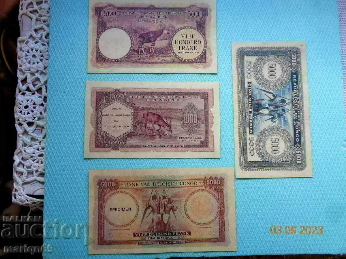 Auction Congo very rare 1955-1962 - the banknotes are copies Auction Congo very rare 1955-1962 - the banknotes are copies