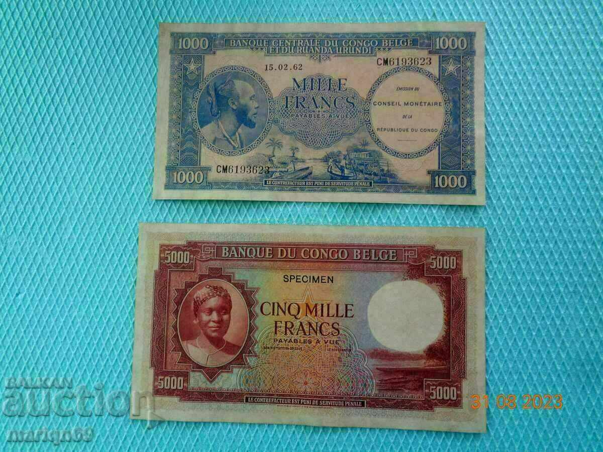 Delivery of Congo very rare 1955-1962 - the banknotes are copies Delivery of Congo very rare 1955-1962 - the banknotes are copies