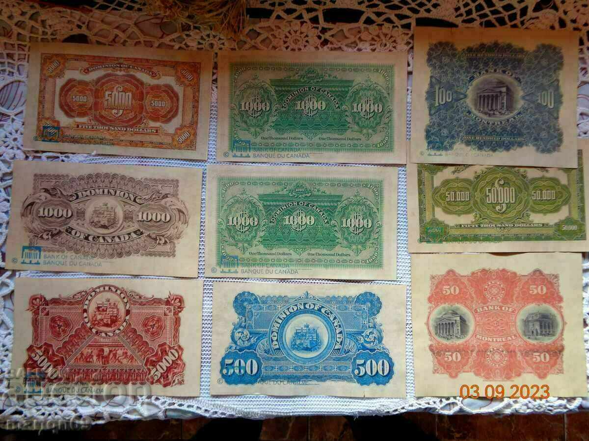 Auction Canada very rare 1899-1924 - the banknotes are Copies Auction Canada very rare 1899-1924 - the banknotes are Copies
