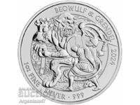 NEW!!! SILVER 1 OZ 2024 BRITAIN - MYTHS AND LEGENDS BEOWULF AND