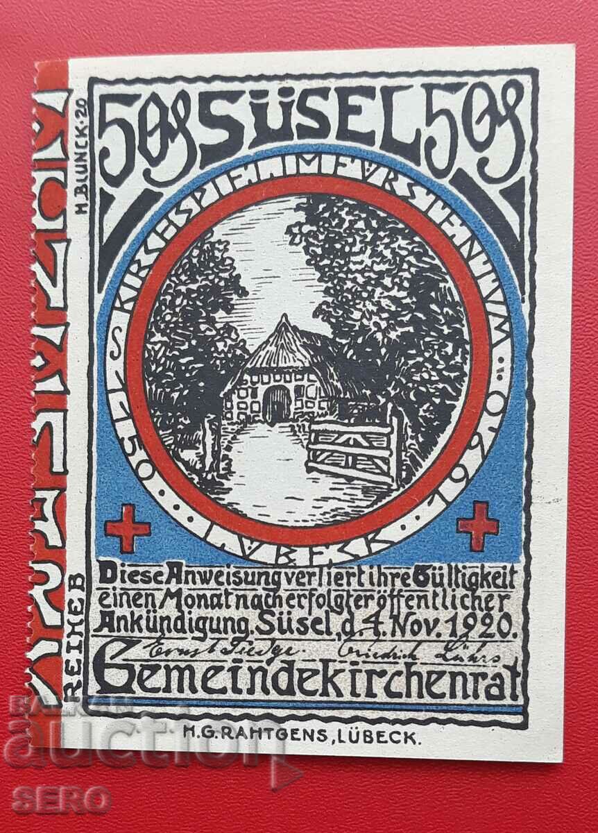 Банкнота-Германия-Шлезвиг-Холщайн-Зюзел-50 пфенига 1920