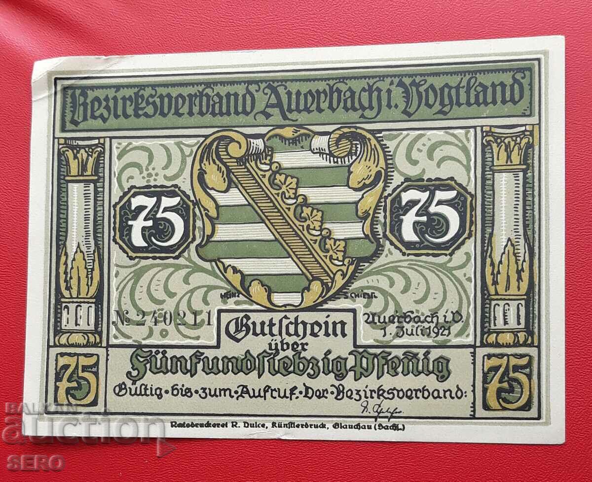 Banknote-Germany-Saxony-Auerbach-75 pfennig 1921