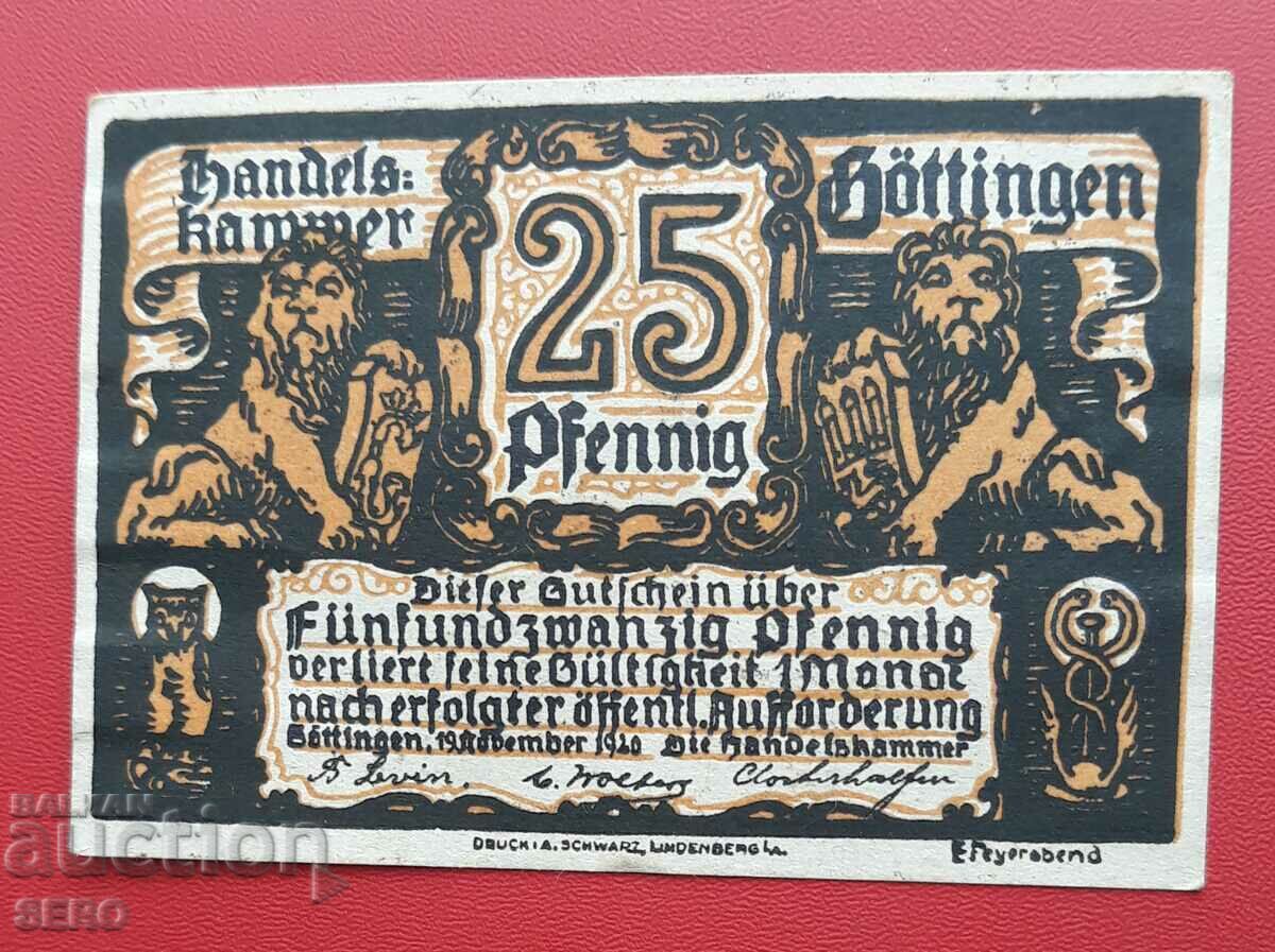 Банкнота-Германия-Саксония-Гьотинген-25 пфенига 1920
