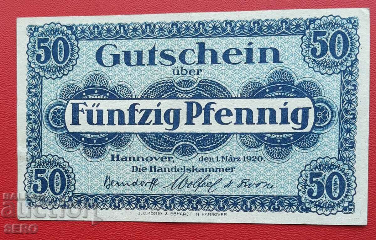 Банкнота-Германия-Саксония-Хановер-50 пфенига 1920