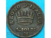 Napoleon 5 Soldi 1813 Italy M - Kingdom of Milan 1804-1814