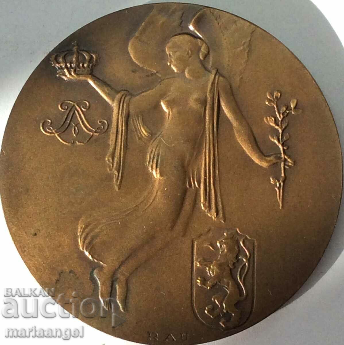 Medalia Belgia „100 de ani ai regatului” 50mm 48g bronz
