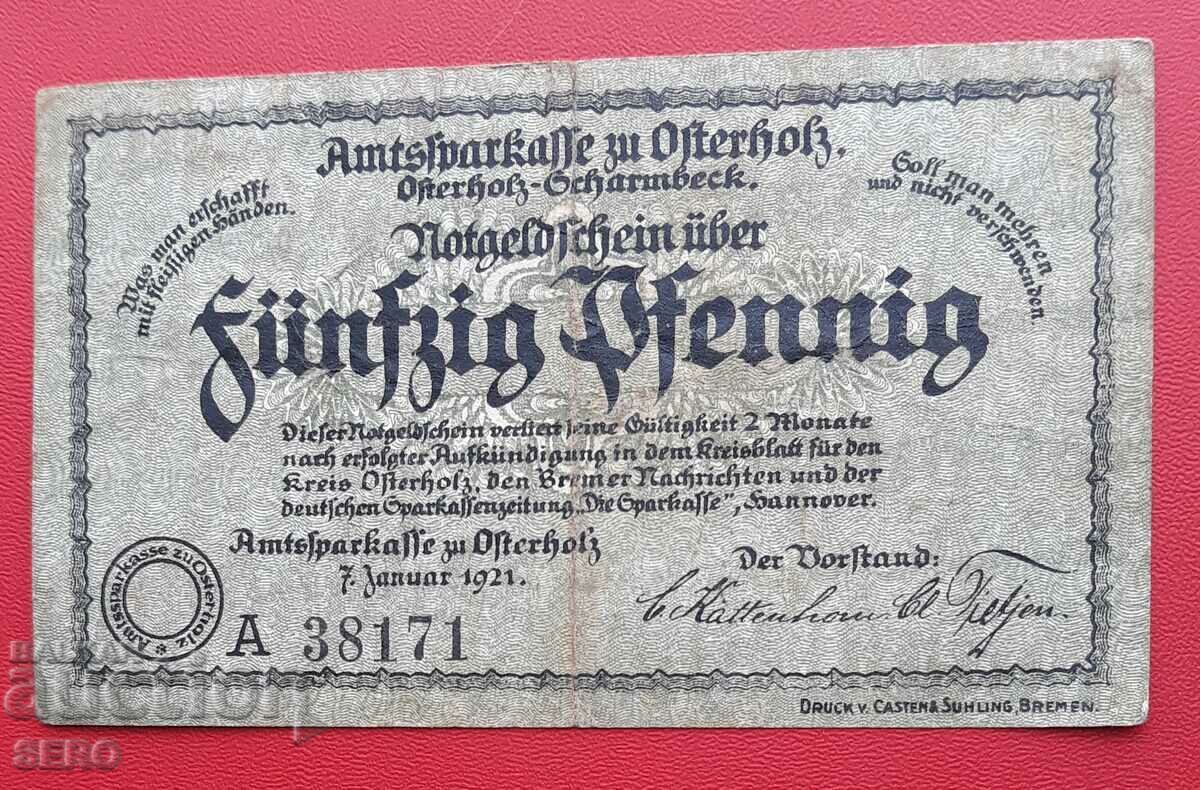 Банкнота-Германия-Саксония-Остерхолц-50 пфенига 1921