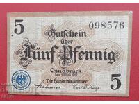 Banknote-Germany-Saxony-Osnabrück-5 pfennig 1917