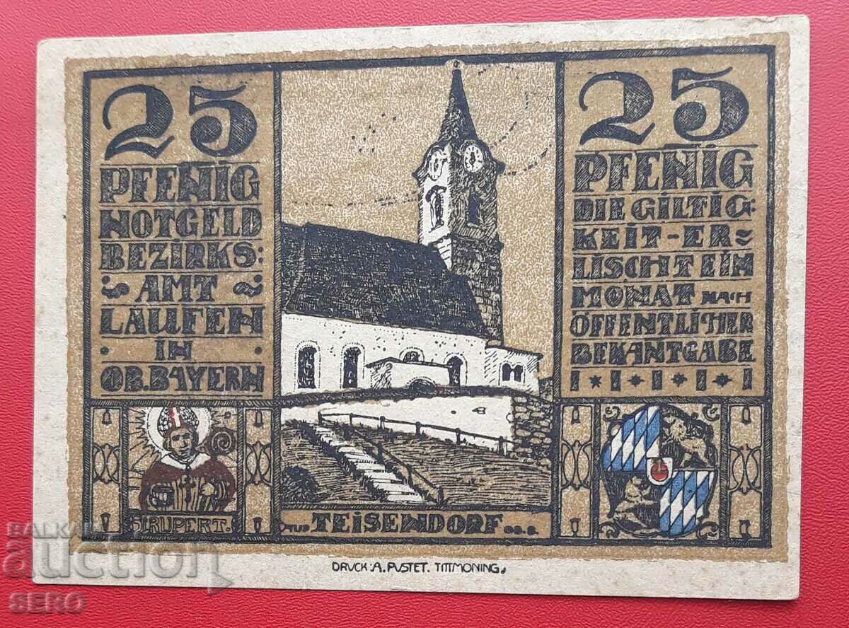 Bancnota-Germania-Bavaria-Laufen-25 pfennig 1920