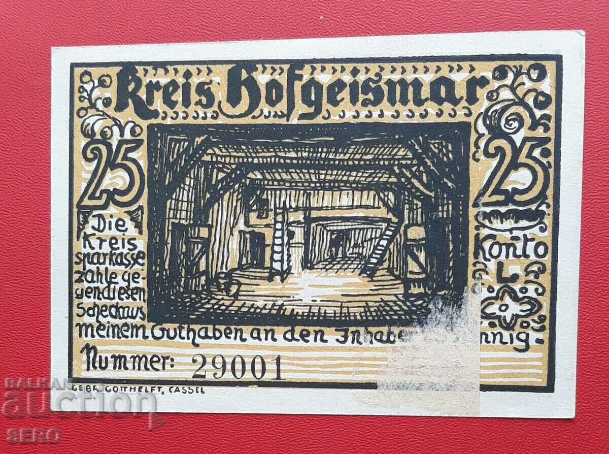 Банкнота-Германия-Хесен-Ховгайсмар-25 пфенига