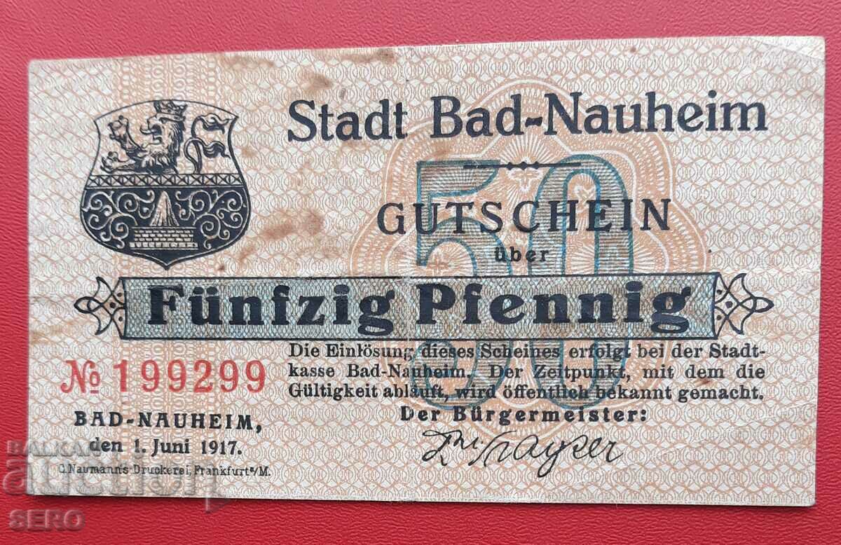 Банкнота-Германия-Хесен-Бад Наухайм-50 пфенига 1917