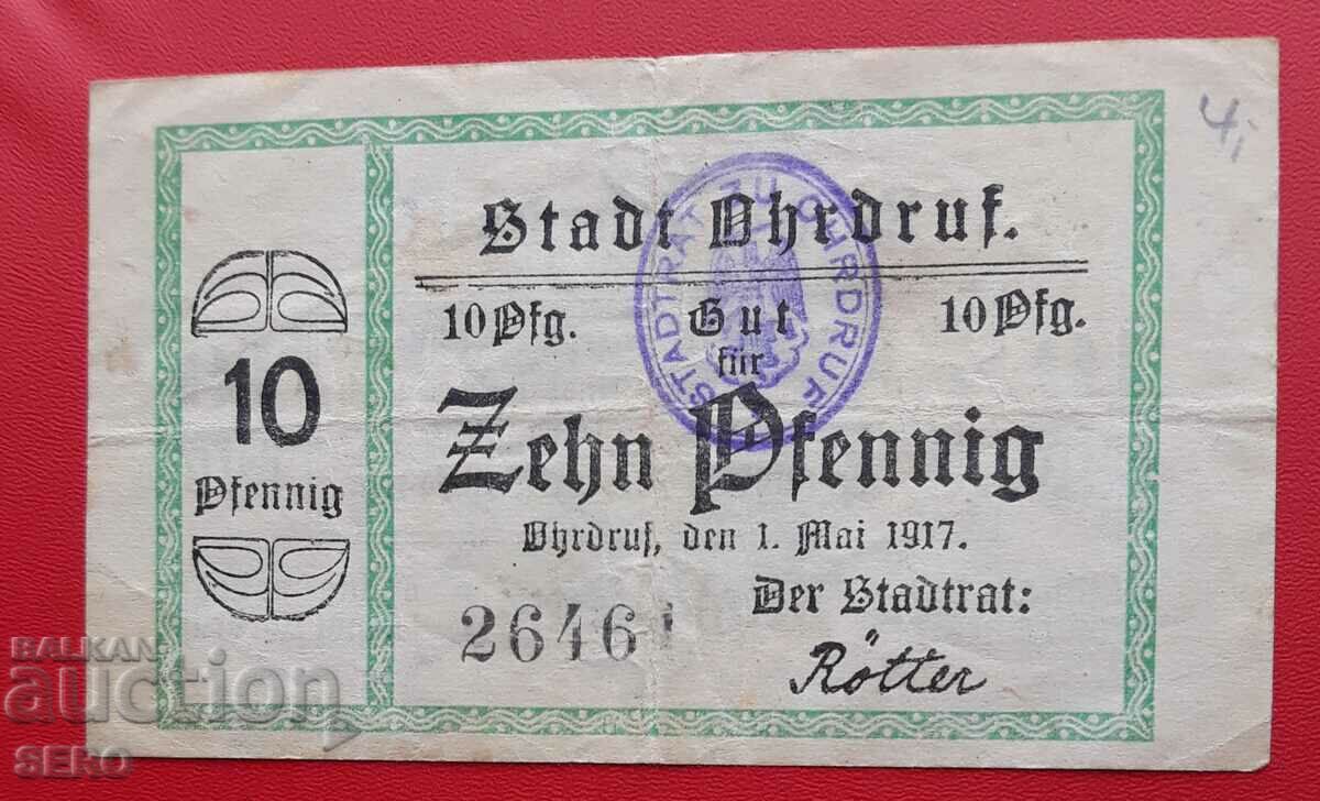 Bancnota-Germania-Thuringia-Ordruff-10 pfennig 1917