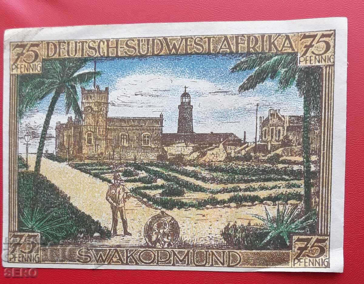 Τραπεζογραμμάτιο-Γερμανική Νοτιοδυτική Αφρική-Ναμίμπια-75 pf.1921