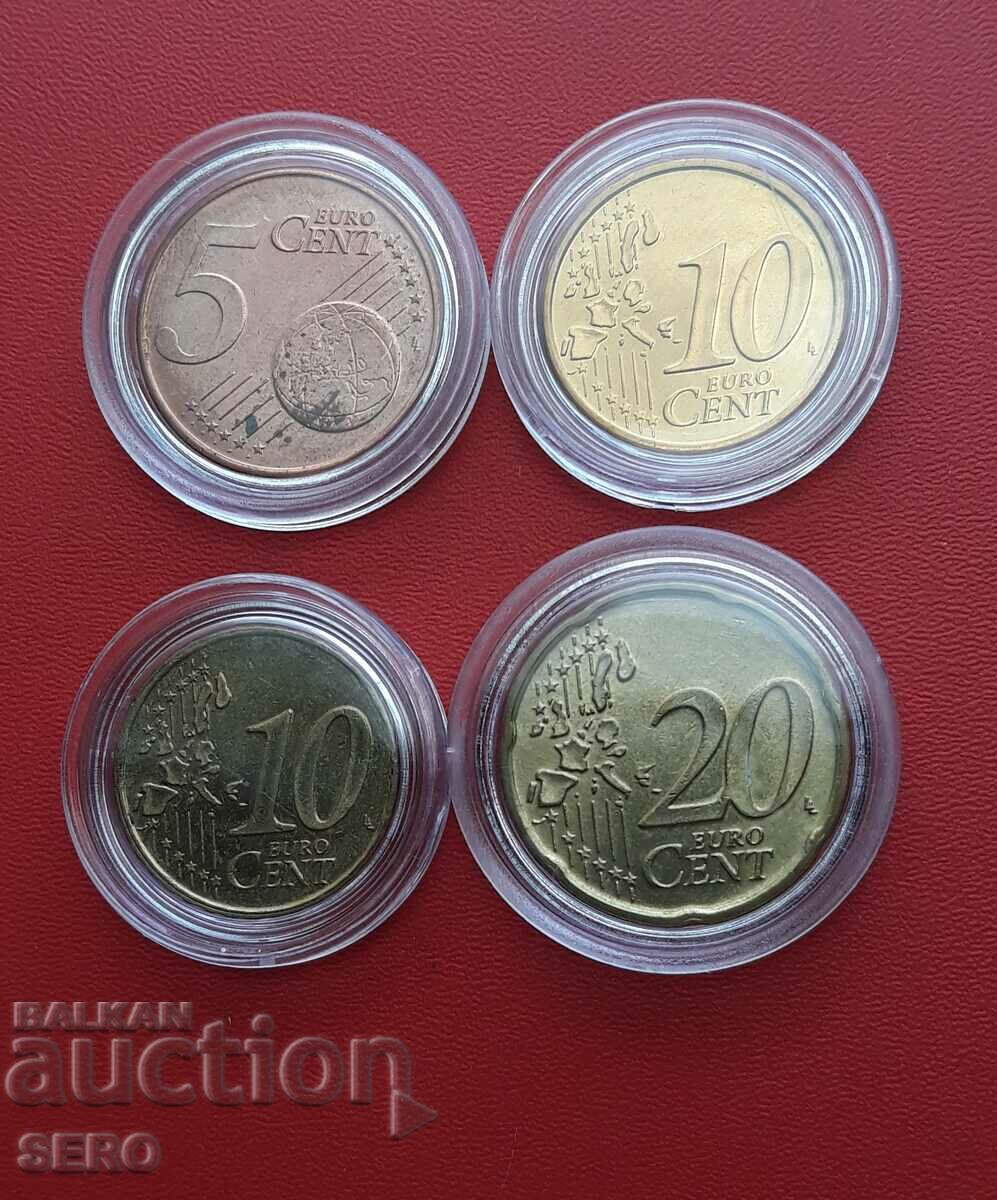 Mixed lot of 4 euro coins