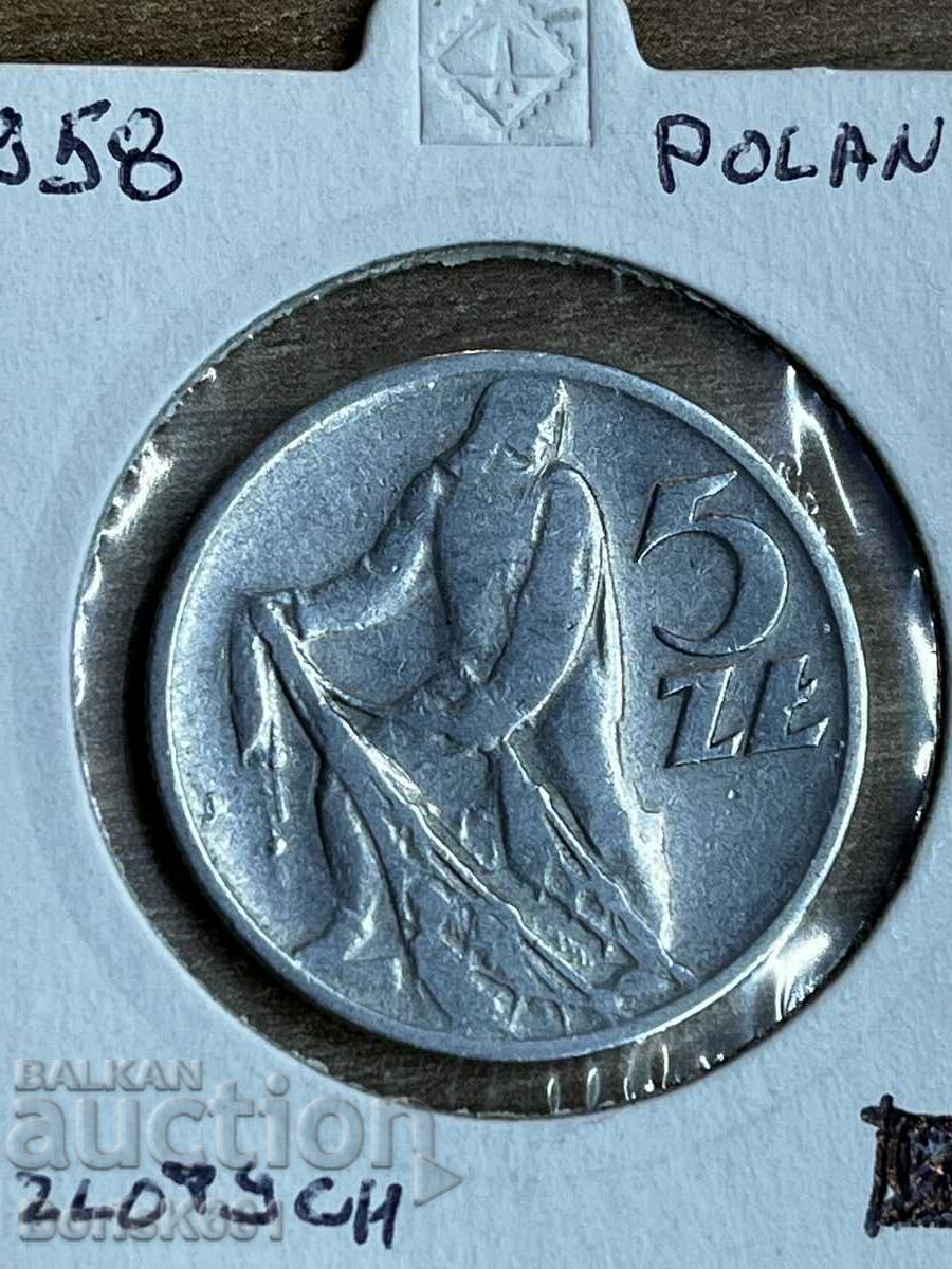 5 Злоти 1958 Полша- Рядка