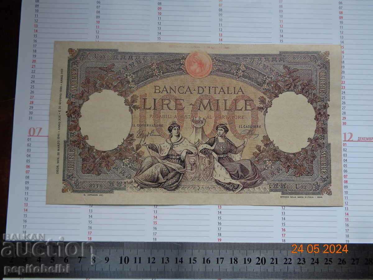 1,000 lira 1930 quite rare ..- banknote Copy 1,000 lira 1930 quite rare ..- banknote Copy