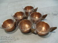 No.*7574 old metal/copper coasters with cups - set-6 pcs
