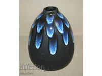 Vase ceramic 18 cm hand decorated glazed, excellent