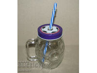 "Football" mug with a screw cap with a hole for a straw