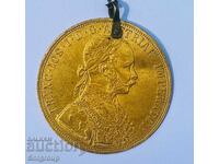 Златна монета 4 Дуката Австрия 1907 г ИЗКЛЮЧИТЕЛНО РЯДКА год