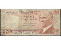 Turkey - 20 lira 1970 - good