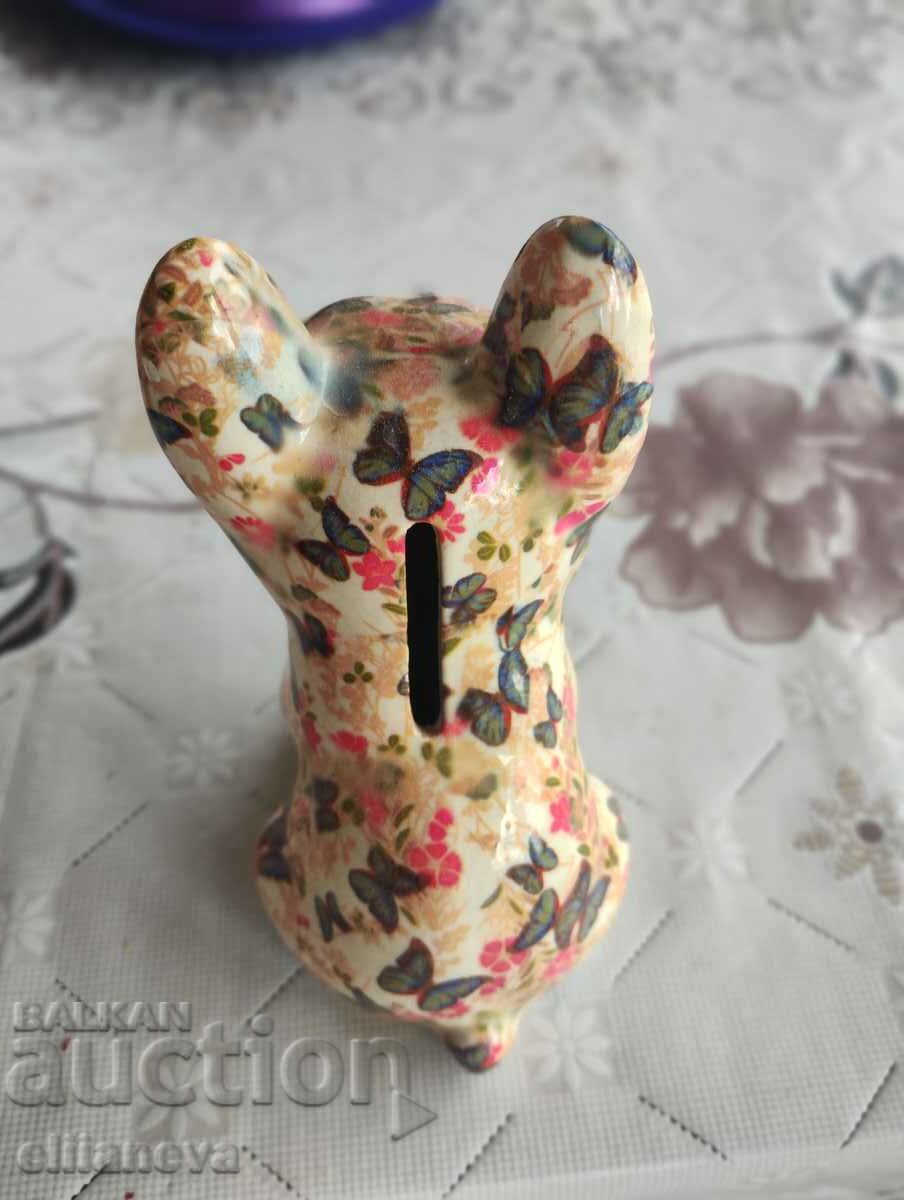 Auction  Dog piggy bank checkered