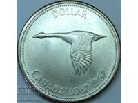 1 долар 1967 Канада Елизавета II UNC 23,5г 0.800 сребро