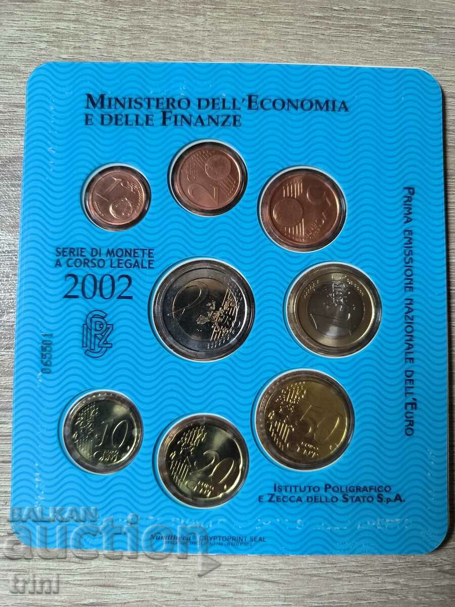 Σετ τράπεζας Ιταλία 2002 έτος Πρώτη έκδοση του ευρώ
