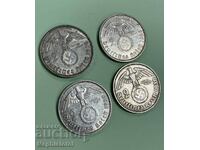 Lot of 4 pcs. 2 Reichsmarks 1936-1939 - silver coins