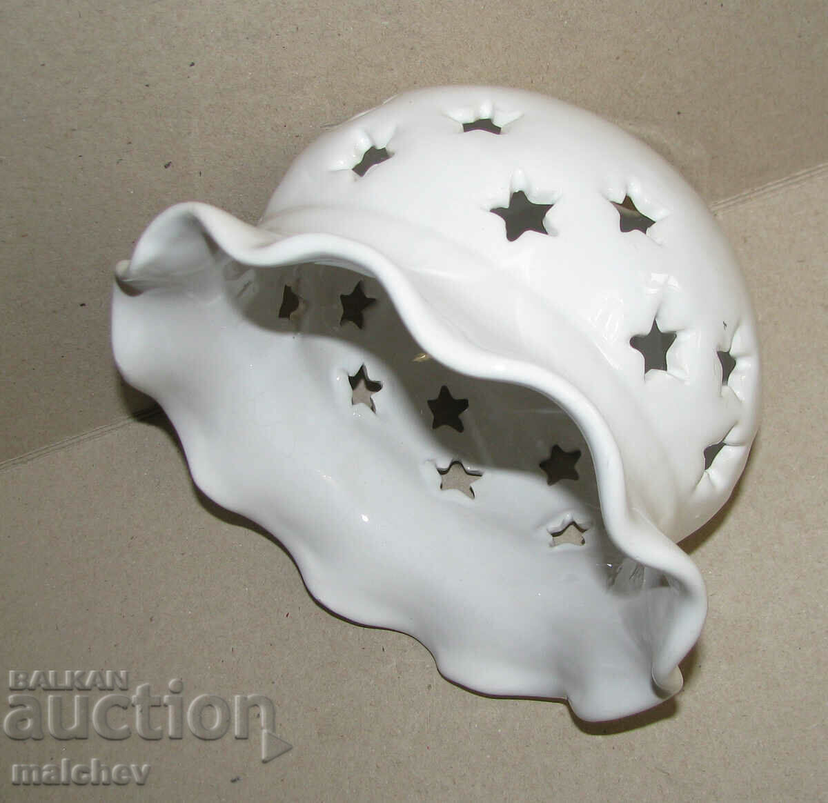 Абажур керамичен 15 см бяла глазирана керамика, отличен