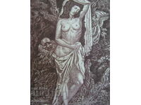 Η Susanna and the Old Men Graphic Engraving Bookplate Erotic