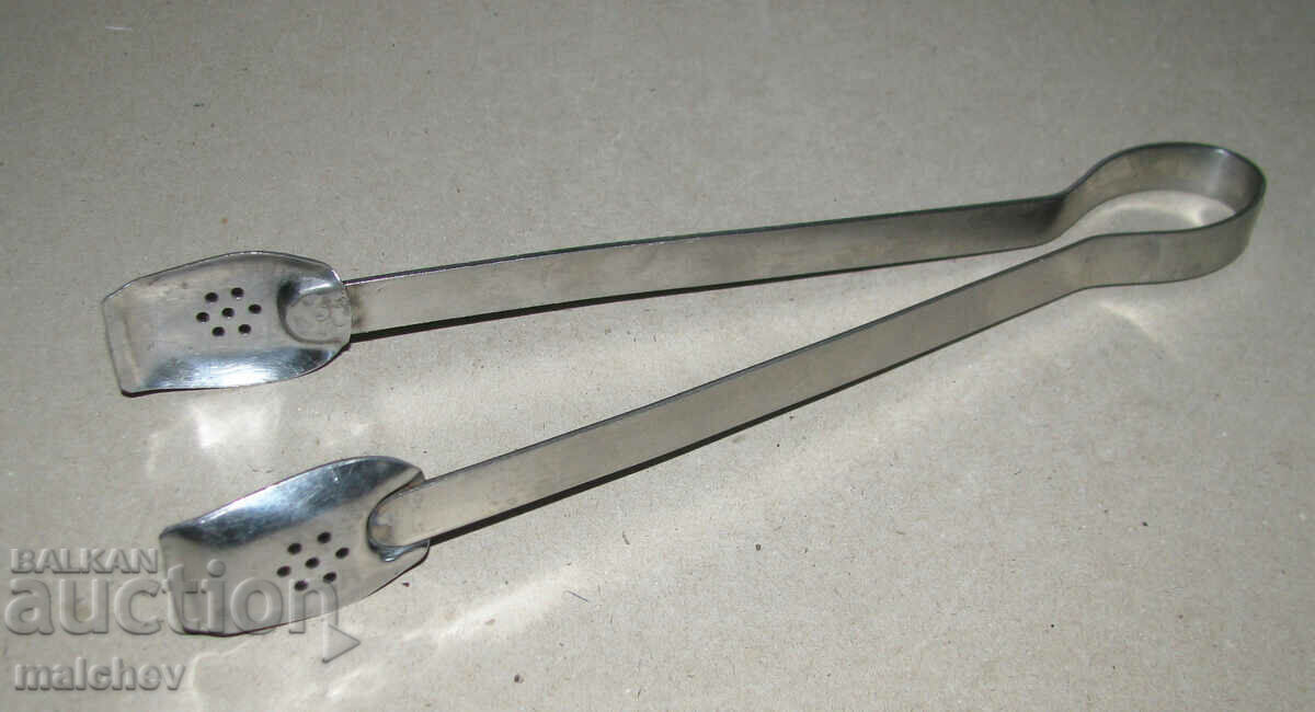 Old stainless metal cooking tongs 24 cm, excellent