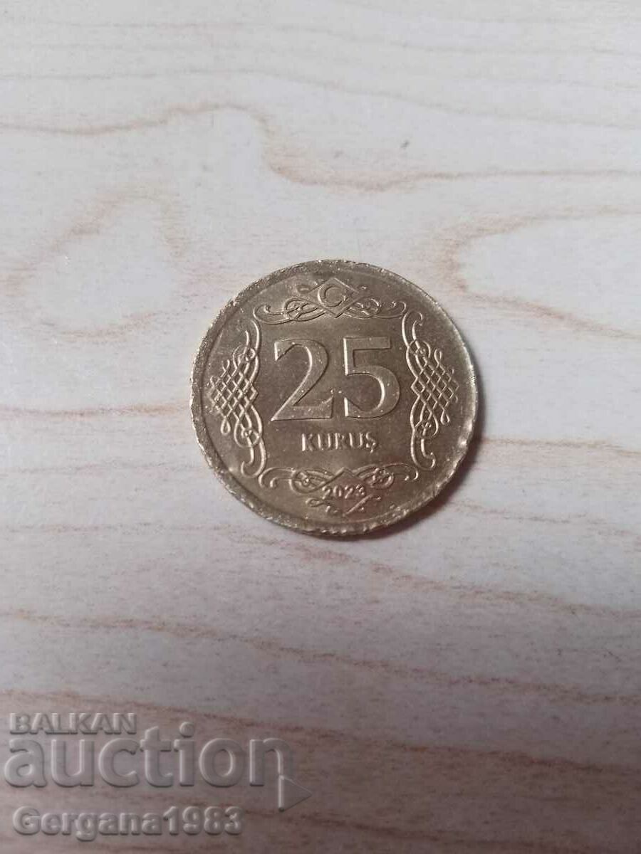 Gold Turkish coin 25 kurusha 2023