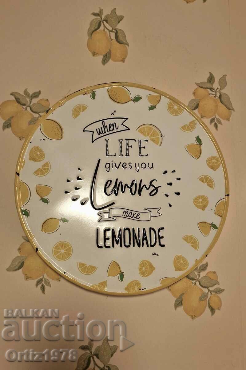 Large metal sign, 32cm, "If life gives you lemons - 5