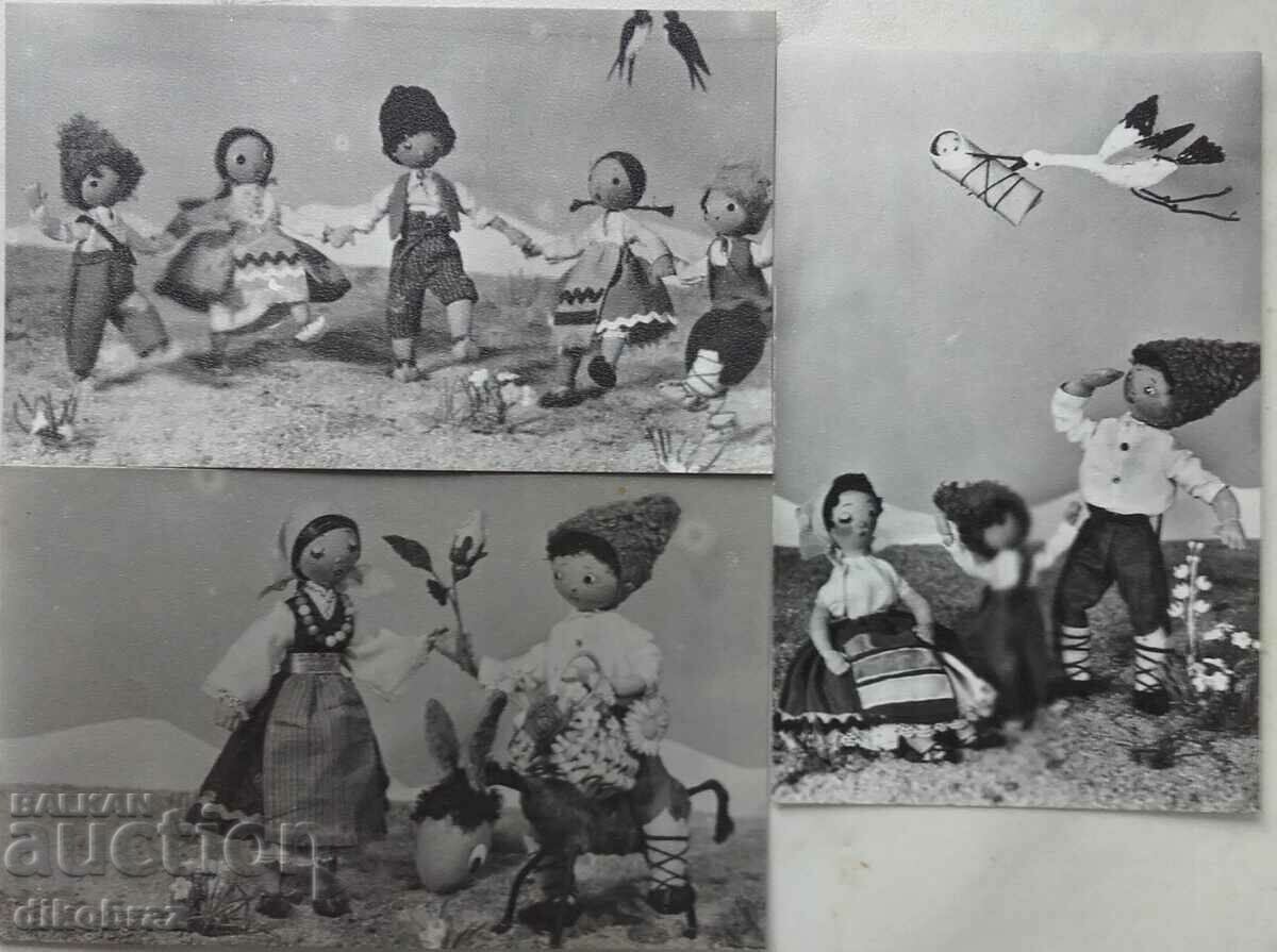 3 броя - Мини картички - Фолклор / носии - 1960 г.