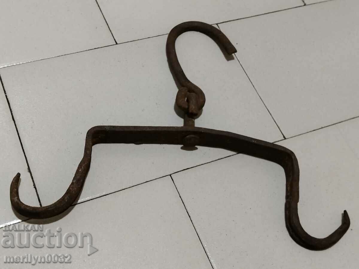 Antique Wrought Iron Hook, Double Hook - 7