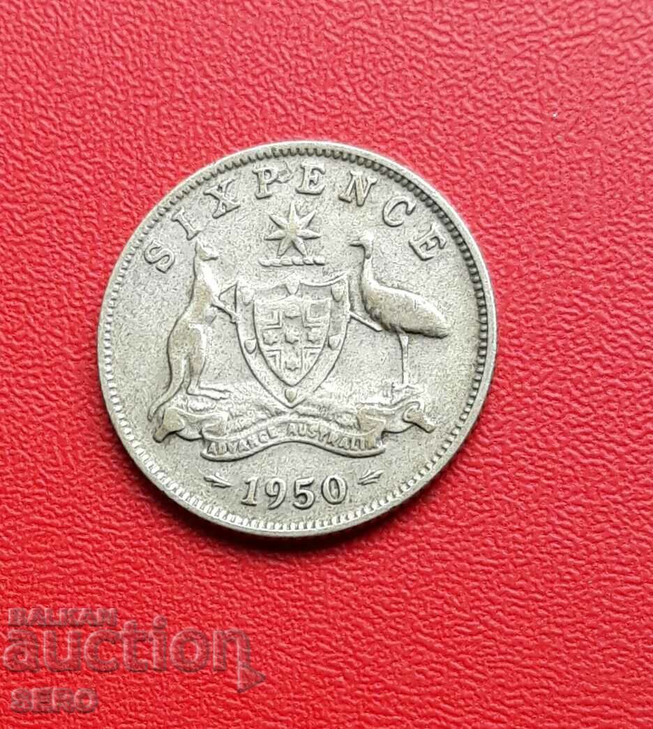 Αυστραλία-6 πένες 1950-ασήμι